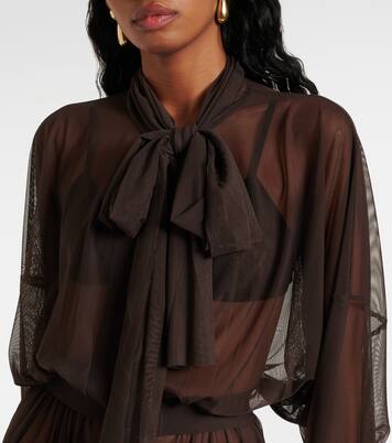 Balloon-sleeve mesh shirt dress | Norma Kamali