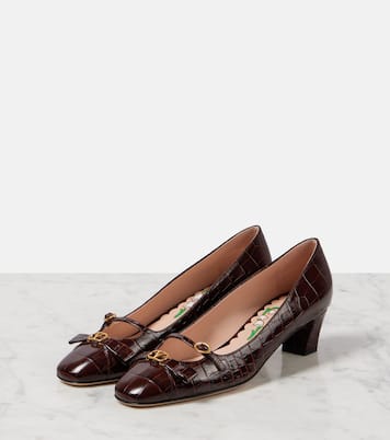 Bowow 45 croc-effect leather pumps | Valentino Garavani
