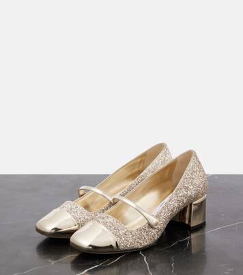 Elisa 45 glitter and leather pumps | Jimmy Choo