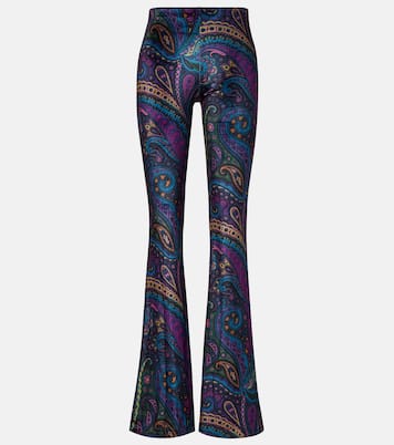 Pantalon évasé imprimé à taille haute en velours | Etro
