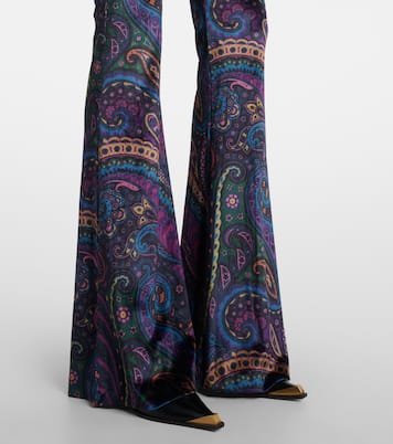Pantalon évasé imprimé à taille haute en velours | Etro