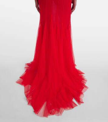 Robe longue en satin et tulle | David Koma