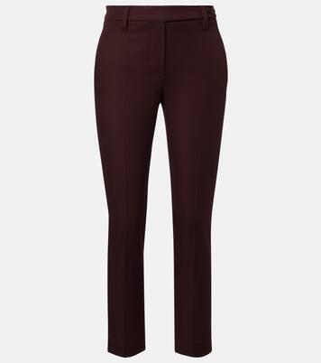 Monili cropped cotton-blend slim pants | Brunello Cucinelli