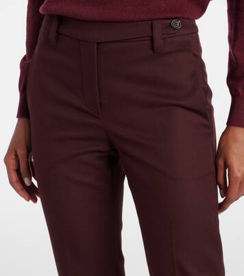 Monili cropped cotton-blend slim pants | Brunello Cucinelli