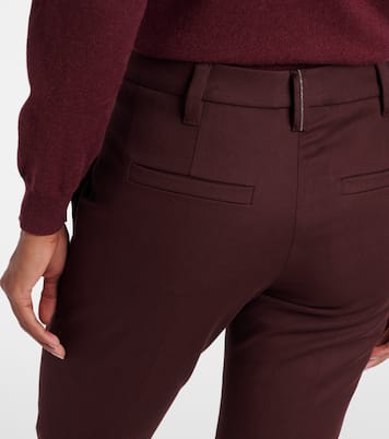 Monili cropped cotton-blend slim pants | Brunello Cucinelli