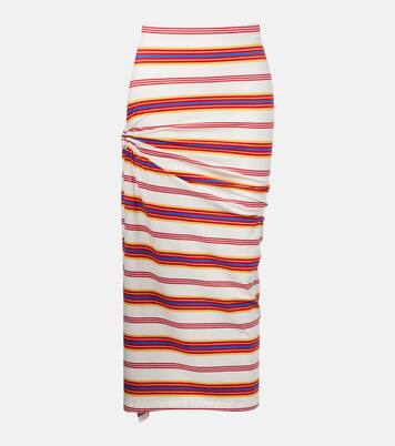 Gathered striped cotton-blend maxi skirt | Rabanne