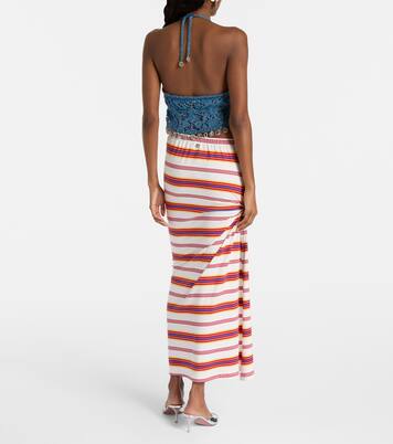 Gathered striped cotton-blend maxi skirt | Rabanne