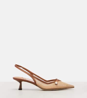 Amita 45 leather-trimmed slingback pumps | Jimmy Choo