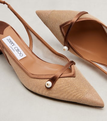 Amita 45 leather-trimmed slingback pumps | Jimmy Choo