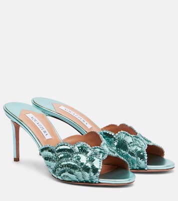 Ce Soir 75 sequined metallic leather mules | Aquazzura