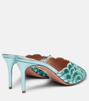 Ce Soir 75 sequined metallic leather mules | Aquazzura