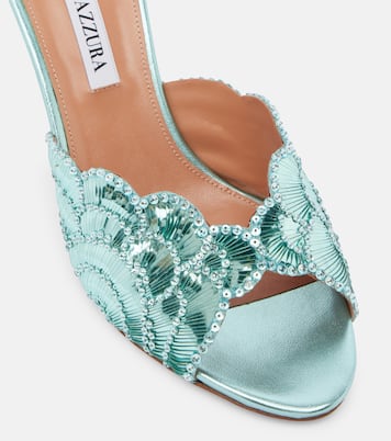 Ce Soir 75 sequined metallic leather mules | Aquazzura