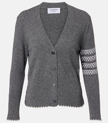 Cardigan 4-Bar en laine vierge intarsia | Thom Browne