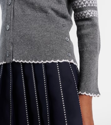 Cardigan 4-Bar en laine vierge intarsia | Thom Browne