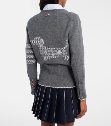 Cardigan 4-Bar en laine vierge intarsia | Thom Browne