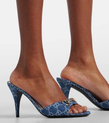 Erin Horsebit GG denim mules | Gucci
