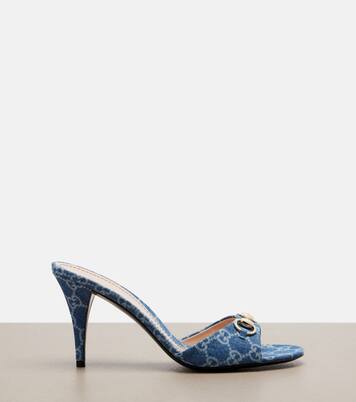 Erin Horsebit GG denim mules | Gucci