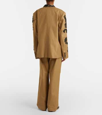 بنطلون بأرجل عريضة من القطن  | Dries Van Noten