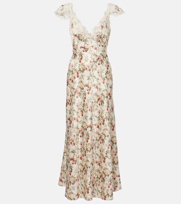 Fiona lace-trimmed silk midi dress | Dôen