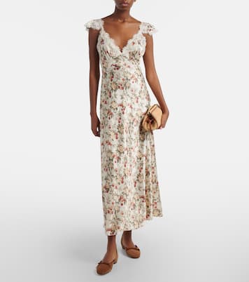 Fiona lace-trimmed silk midi dress | Dôen