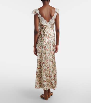 Fiona lace-trimmed silk midi dress | Dôen