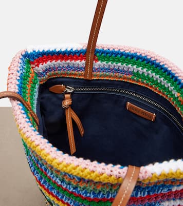 Leather-trimmed crochet tote bag | Miu Miu
