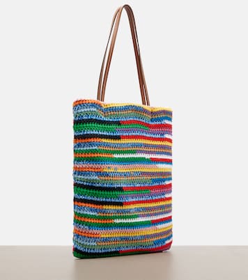 Leather-trimmed crochet tote bag | Miu Miu
