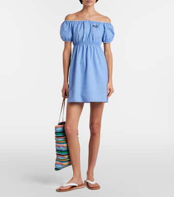 Leather-trimmed crochet tote bag | Miu Miu