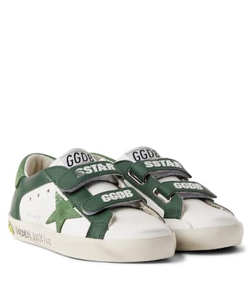 Old School suede-trimmed leather sneakers | Golden Goose Kids