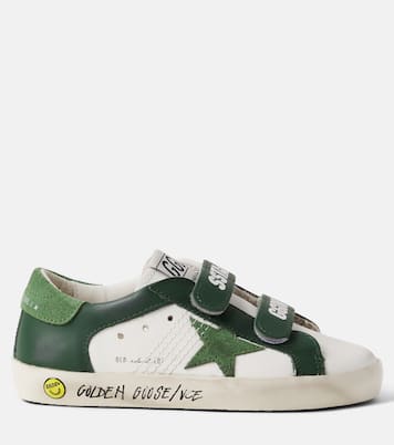 Old School suede-trimmed leather sneakers | Golden Goose Kids