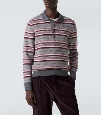 Striped wool jacquard polo sweater | Eleventy