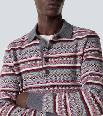 Striped wool jacquard polo sweater | Eleventy
