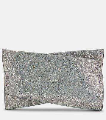 Loubitwist Small crystal-embellished suede clutch | Christian Louboutin