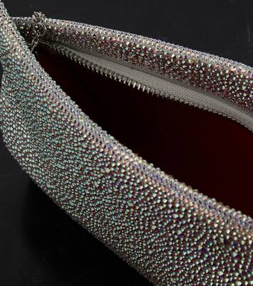 Loubitwist Small crystal-embellished suede clutch | Christian Louboutin