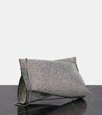 Loubitwist Small crystal-embellished suede clutch | Christian Louboutin