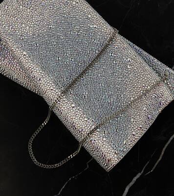 Loubitwist Small crystal-embellished suede clutch | Christian Louboutin