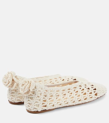 Floral-appliqué crochet ballet flats | Magda Butrym