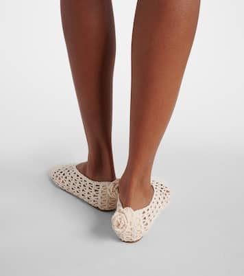 Floral-appliqué crochet ballet flats | Magda Butrym