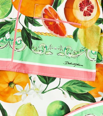 Printed belted cotton popeline shirt | Dolce&Gabbana Kids