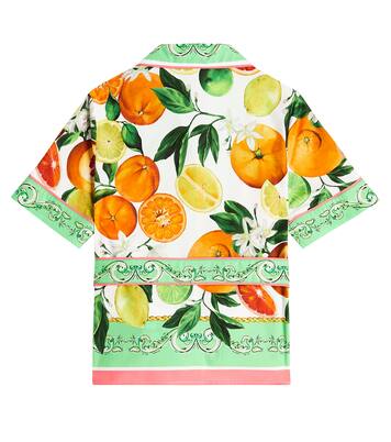 Printed belted cotton popeline shirt | Dolce&Gabbana Kids