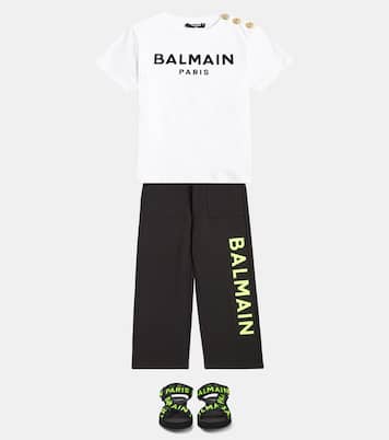 Logo cotton jersey sweatpants | Balmain Kids