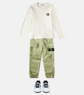 Compass cotton cargo pants | Stone Island Junior