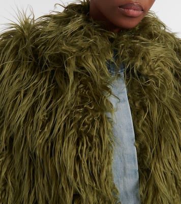 Mantel Rangel aus Faux Fur mit Denim | Dries Van Noten