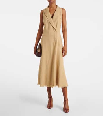 Silk and linen midi dress | Ralph Lauren Collection