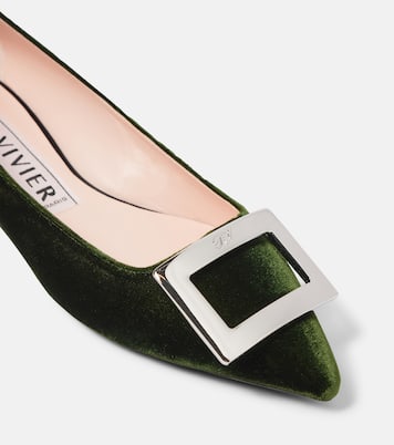 Faux fur-trimmed ballet flats | Roger Vivier