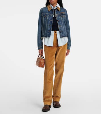 Chaqueta de denim con pana y efecto desgastado | Miu Miu