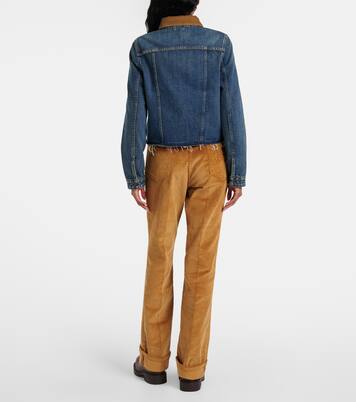 Chaqueta de denim con pana y efecto desgastado | Miu Miu