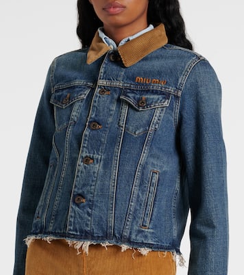 Chaqueta de denim con pana y efecto desgastado | Miu Miu