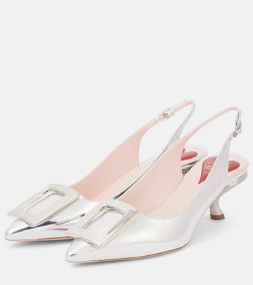 Slingback-Pumps Virgule 55 aus Metallic-Leder | Roger Vivier