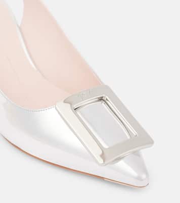 Slingback-Pumps Virgule 55 aus Metallic-Leder | Roger Vivier